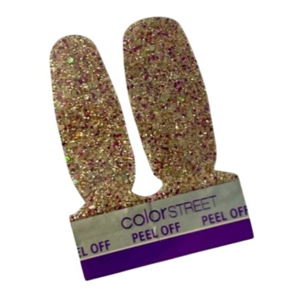Color Street Tokyo Lights 2 Nail Polish Strips Gold Pink Glitter Twosies - Picture 2 of 2